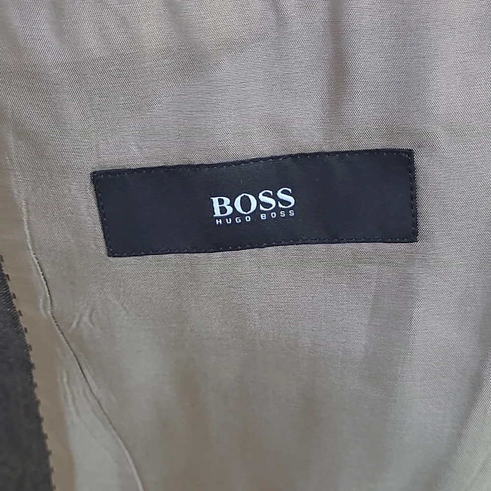 HUGO BOSS Pasolini Dark Brown‎ Weave Linen Sz 40 L Sport Coat Blazer